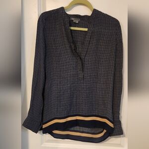 Vince Blue and‎ White Blouse Silk Long Sleeve Blouse